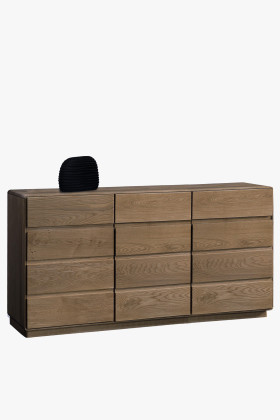 Tömör tölgyfa komód 49-es típus égetett fa színű, elegáns design